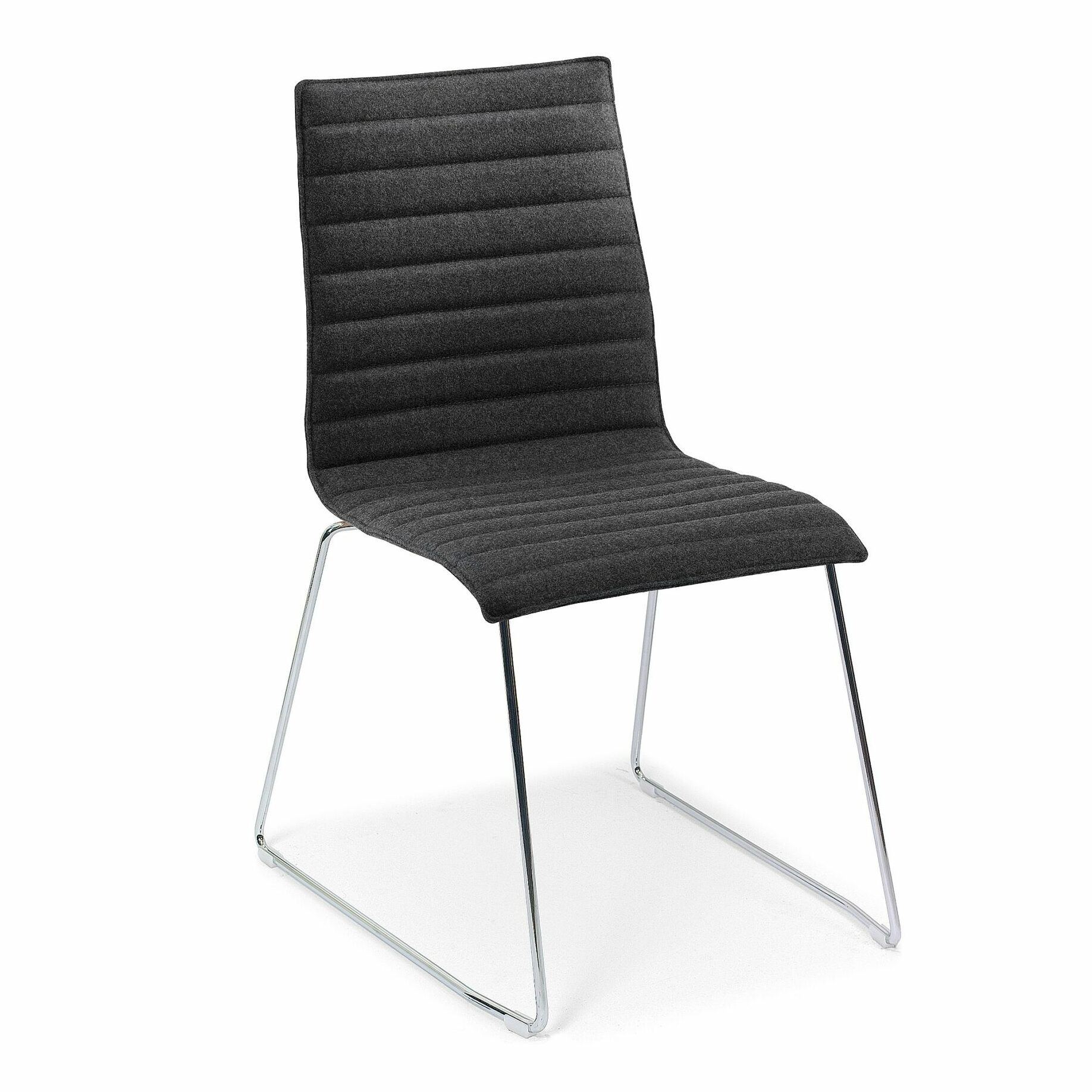 Bjorn Sled Base Bistro Chair with Ribbed Upholstery